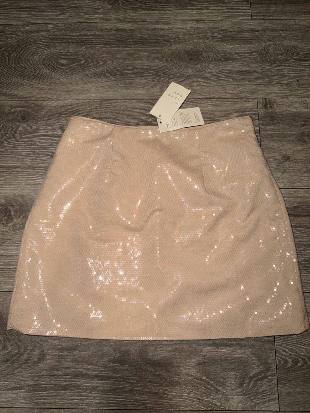 a new day Pale Blush Sequin Pencil Skirt